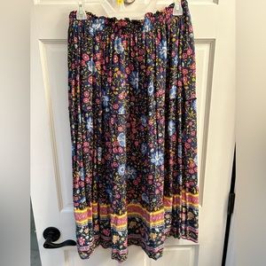 Blue floral printed maxi skirt